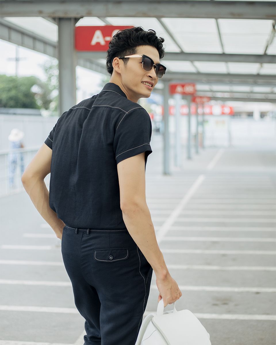 Áo Sơ Mi Nam Linen Đen Men In Style