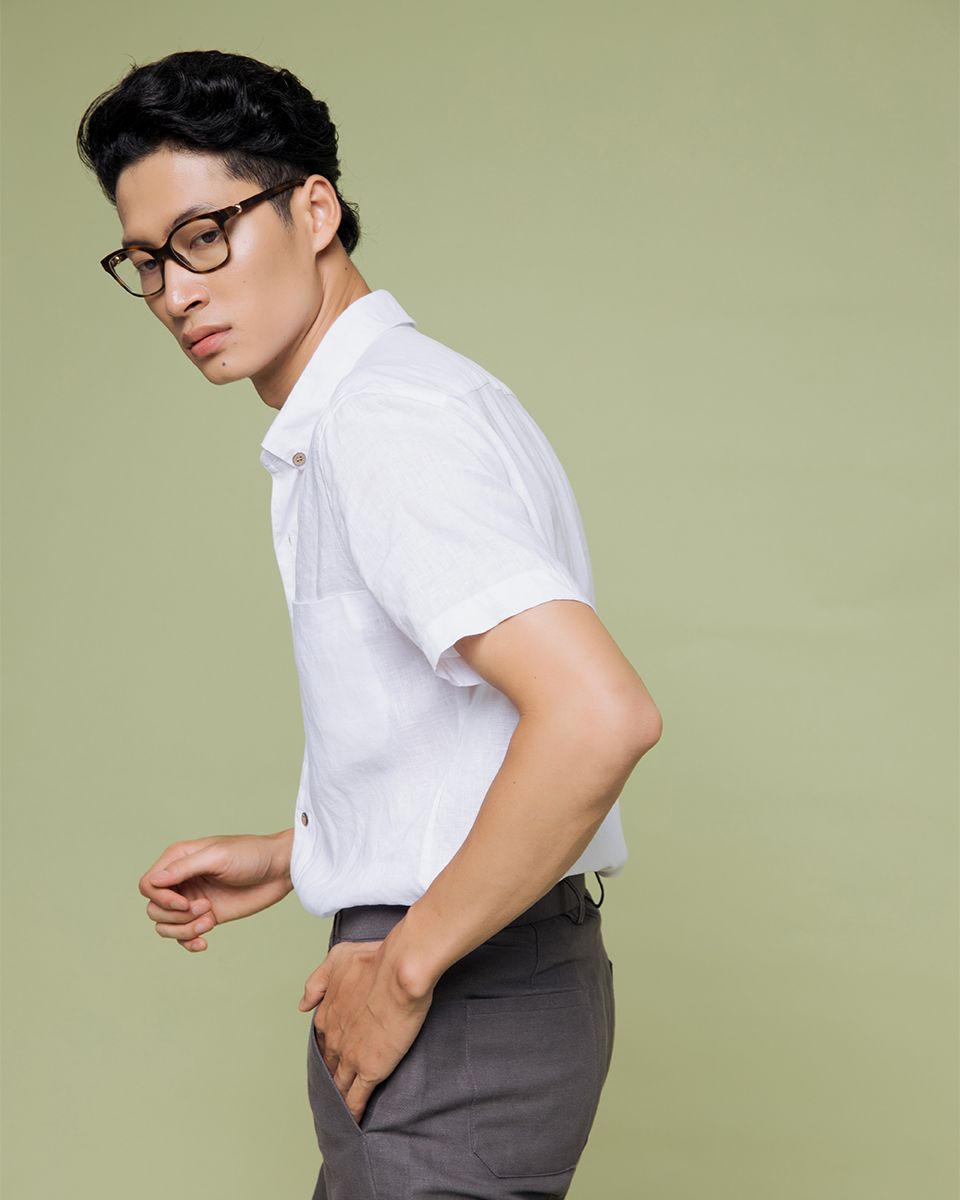 Áo Sơ Mi Nam Linen Trắng Men In Style