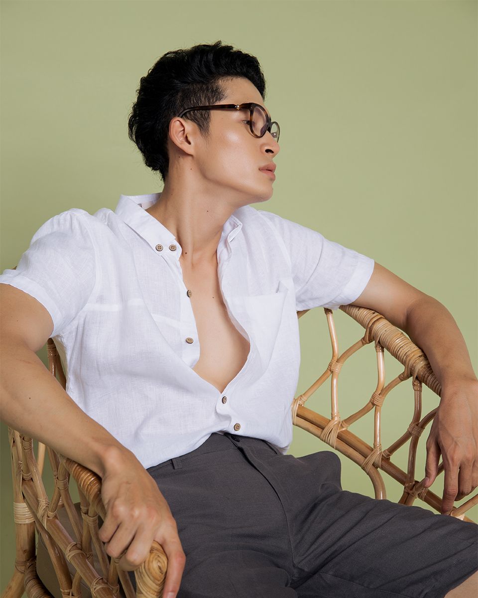 Áo Sơ Mi Nam Linen Trắng Men In Style