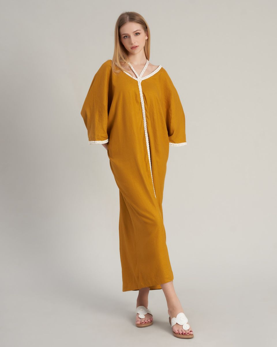 Đầm Nữ Linen Vàng Nghệ De Soleil