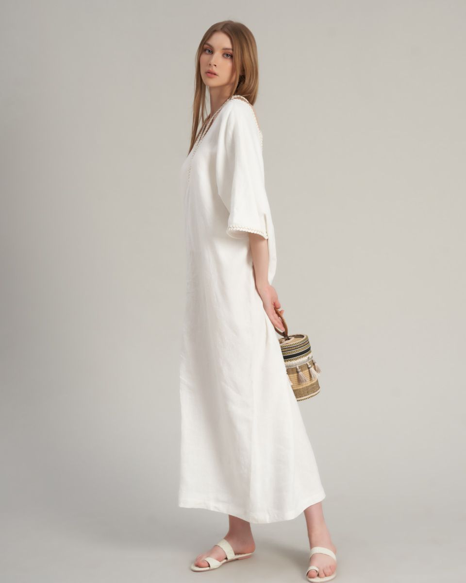 Đầm Nữ Linen Trắng De Soleil