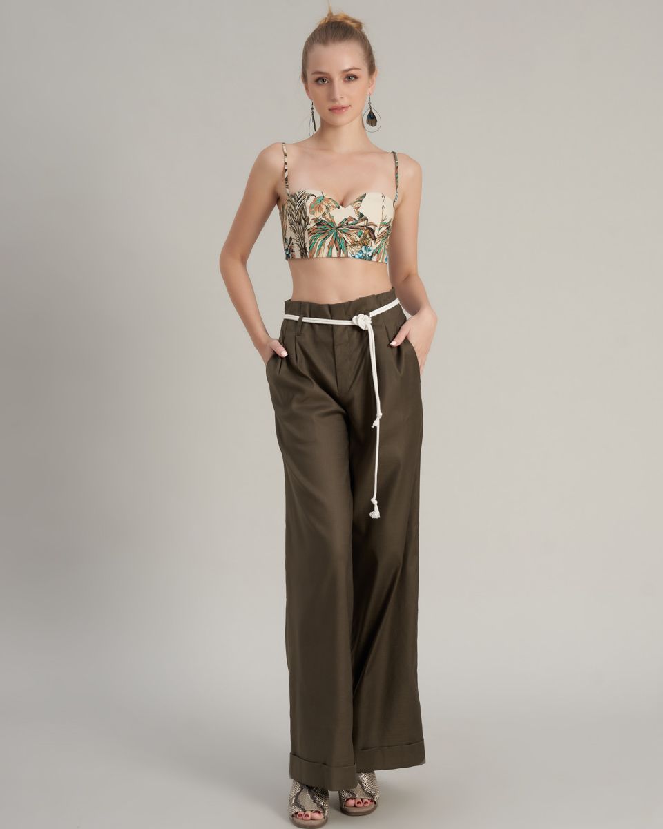 Áo Bra Linen Nữ Kem Hoa The Girl In Vogue