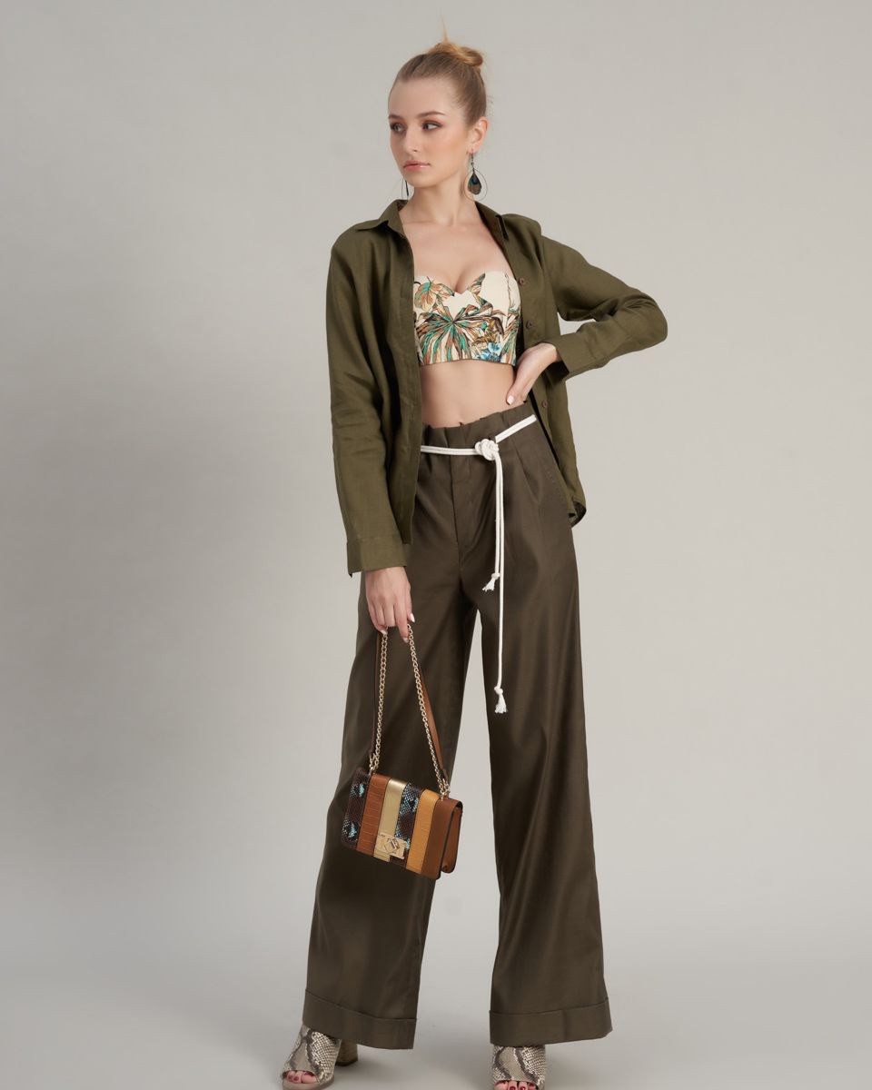 Áo Bra Linen Nữ Kem Hoa The Girl In Vogue