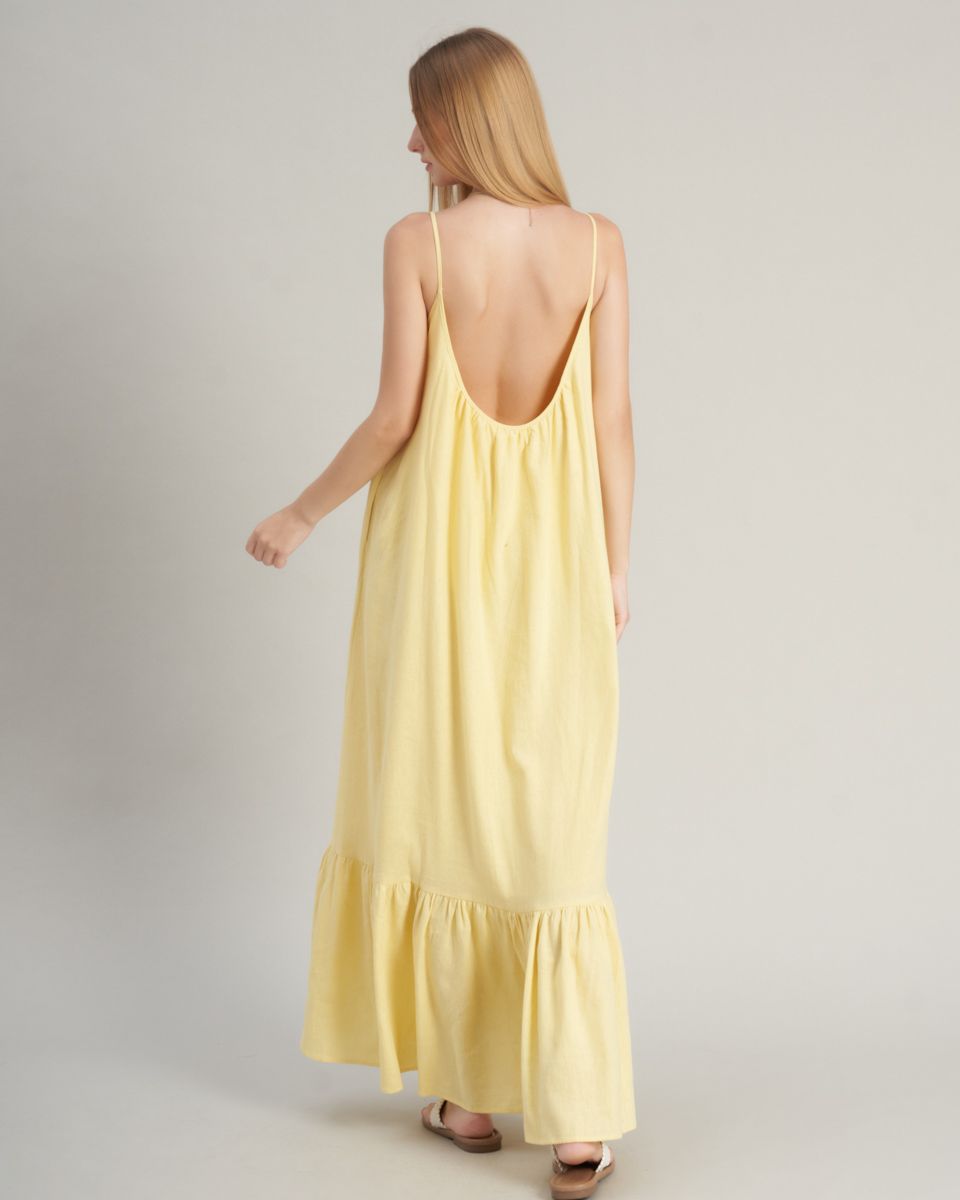 Đầm Nữ Linen Vàng Nhạt Hello New Day