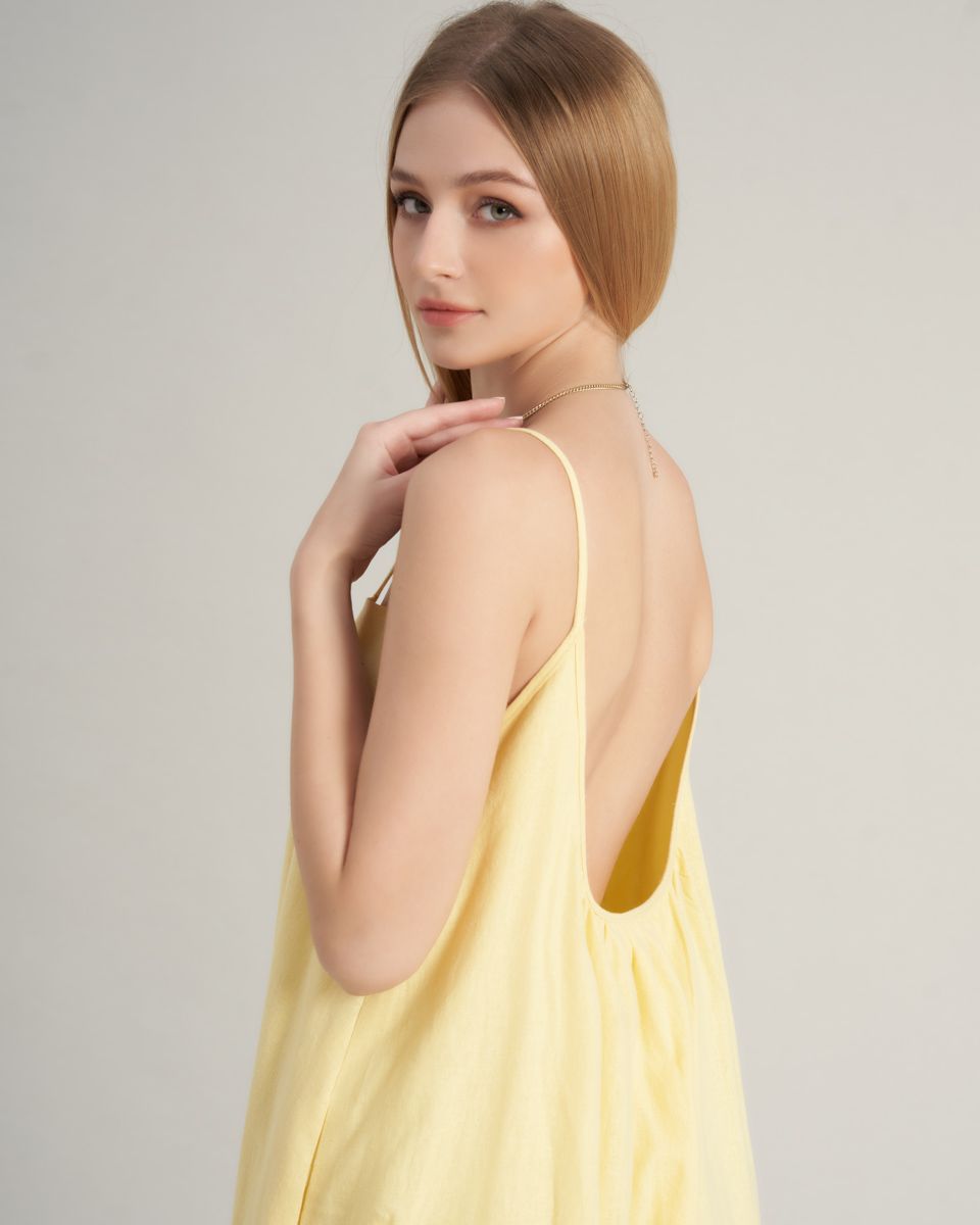 Đầm Nữ Linen Vàng Nhạt Hello New Day