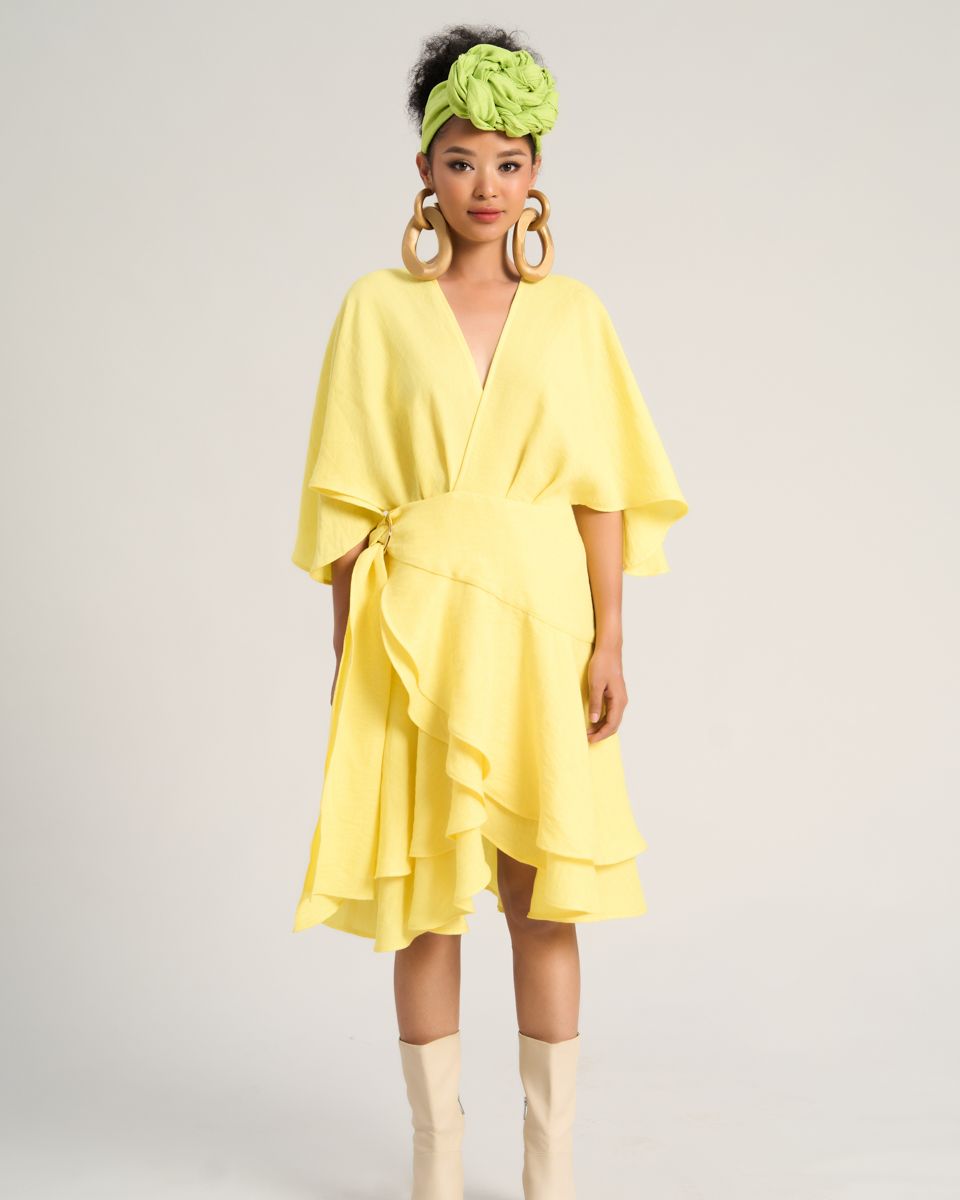 Đầm Nữ Linen Vàng Sắc Màu Tự Do