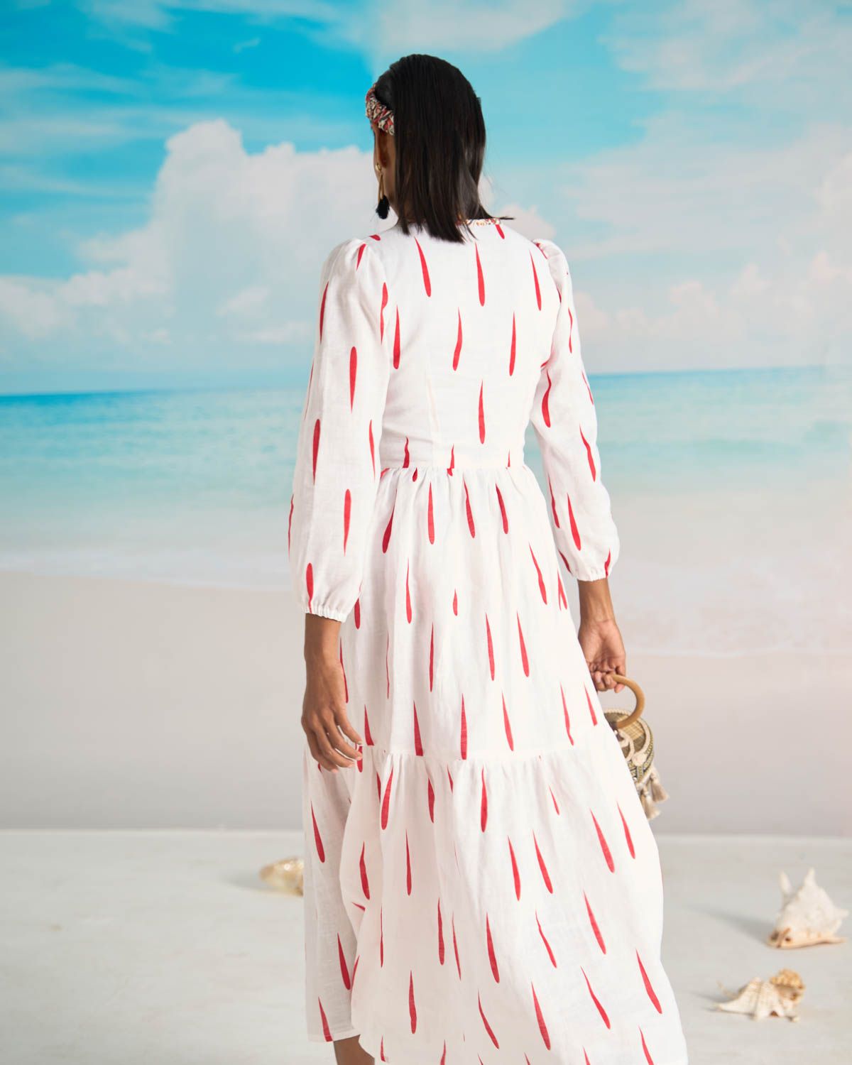 Đầm Linen Trắng Đỏ Bright And Shine