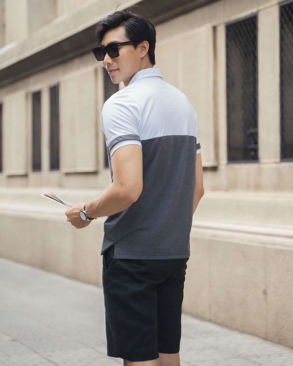 Áo Thun Nam Cotton Xám Trắng New Ways