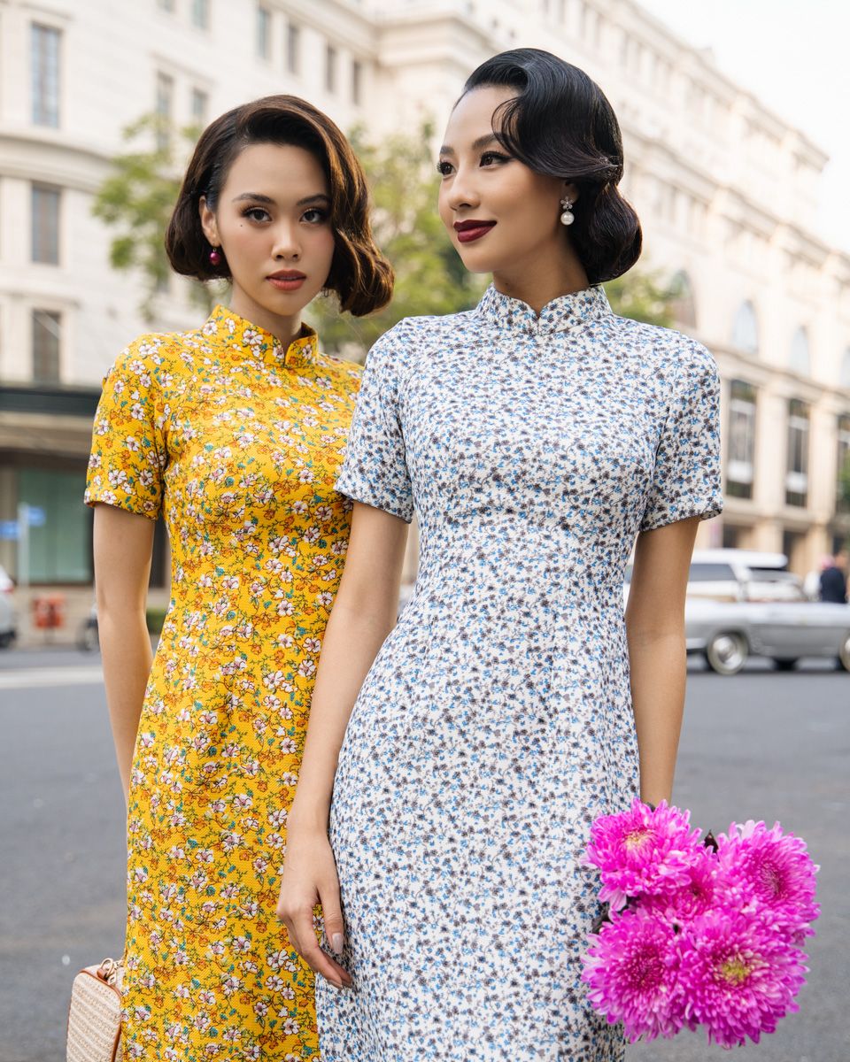 Sườn Xám Gấm Trắng Pride Việt Nam