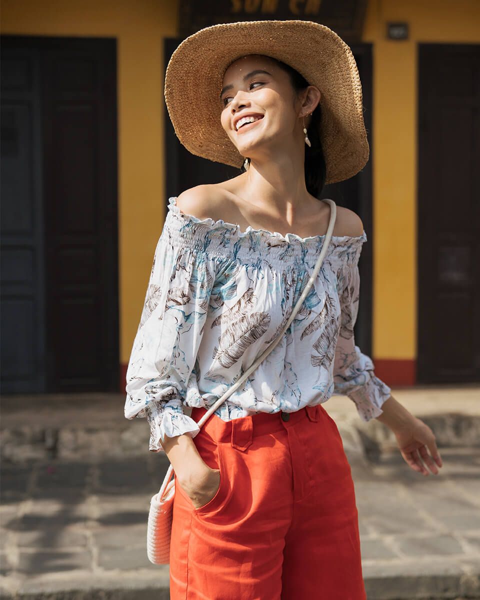 Áo Kiểu Linen Trắng Modern Meets Heritage