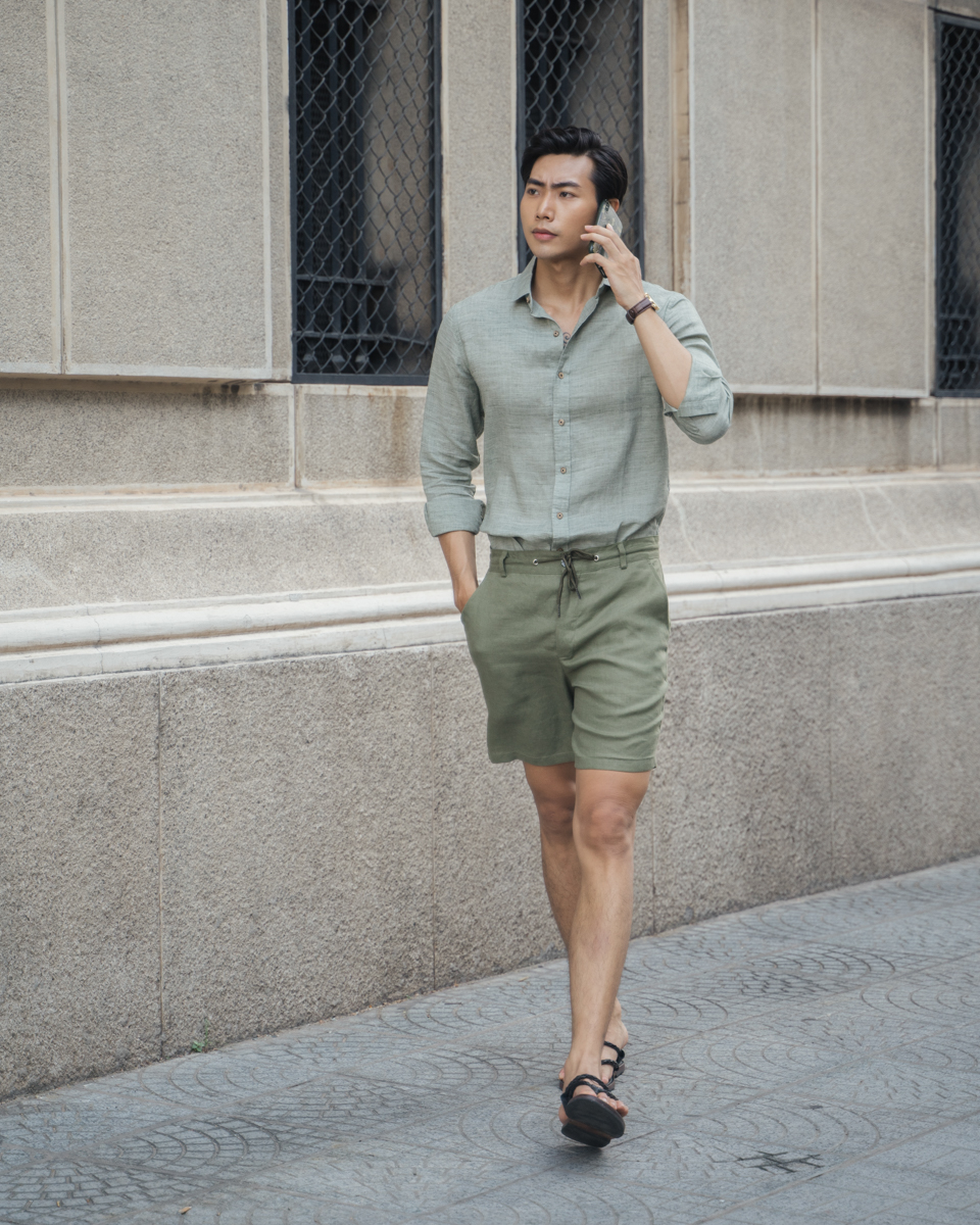 Áo Sơ Mi Nam Linen Xanh Rêu New Breeze Trẻ Trung Lịch Lãm  Thời Trang F2   Chuyên Linen Cao Cấp