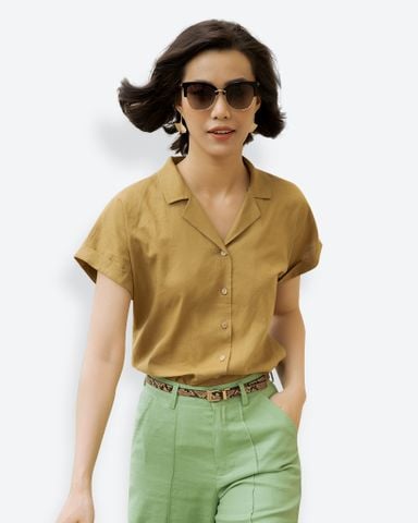  Áo Sơ Mi Linen Nâu Vàng New Tune 