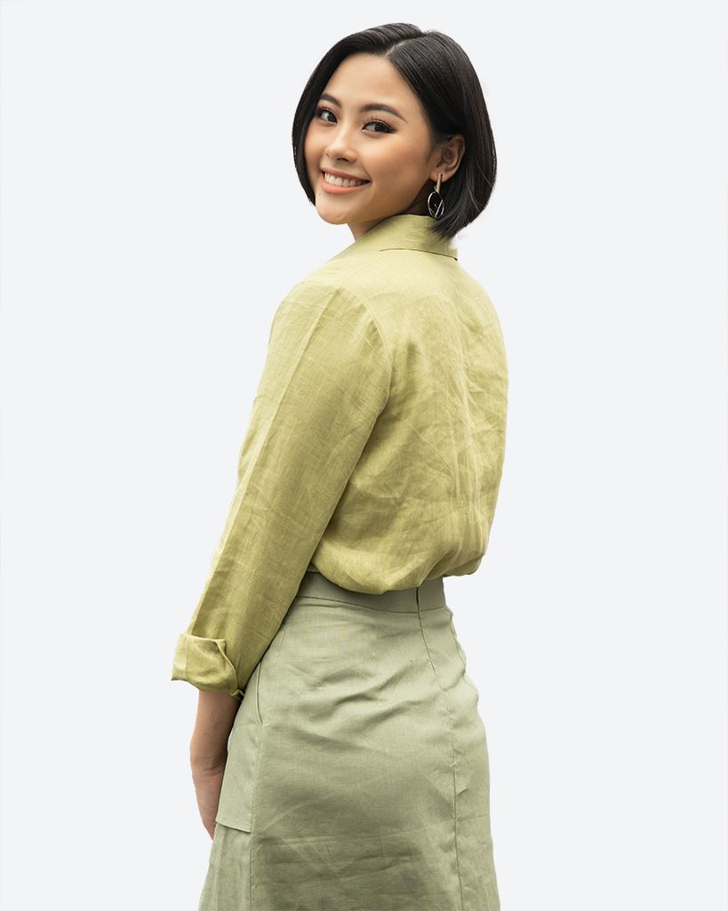 Sơ Mi Linen Xanh Cốm Tender Drit