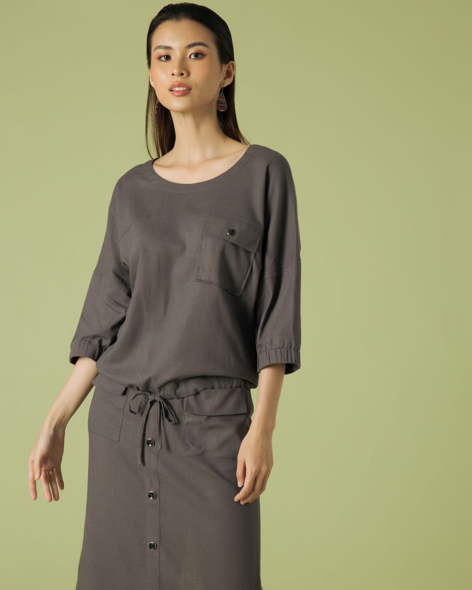 Chân Váy Linen Xám Becoming Discover