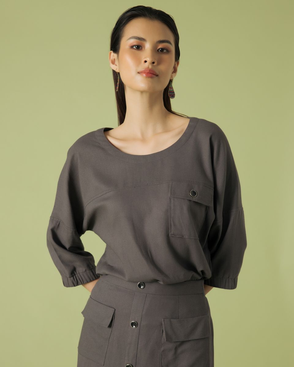 Chân Váy Linen Xám Becoming Discover