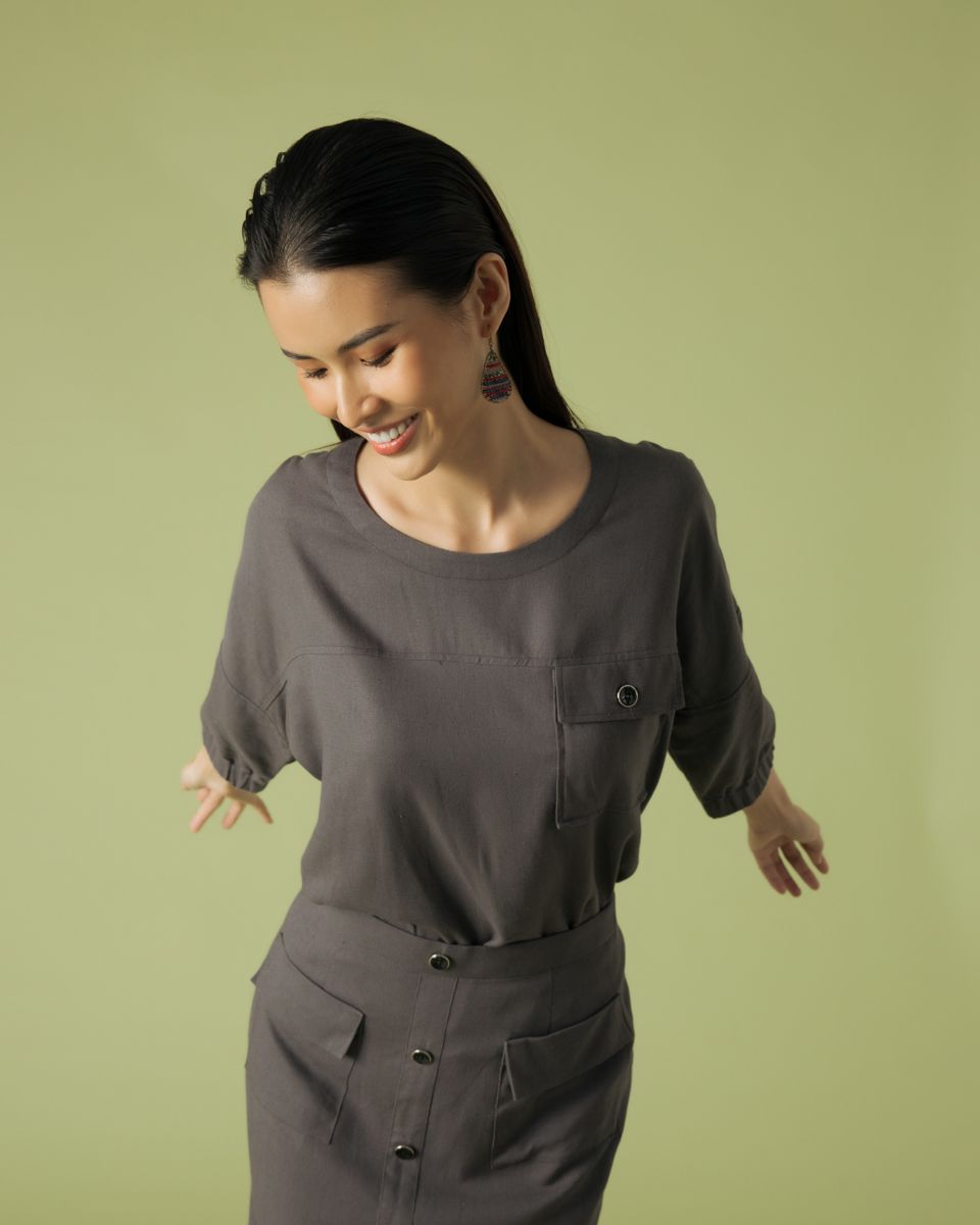 Chân Váy Linen Xám Becoming Discover