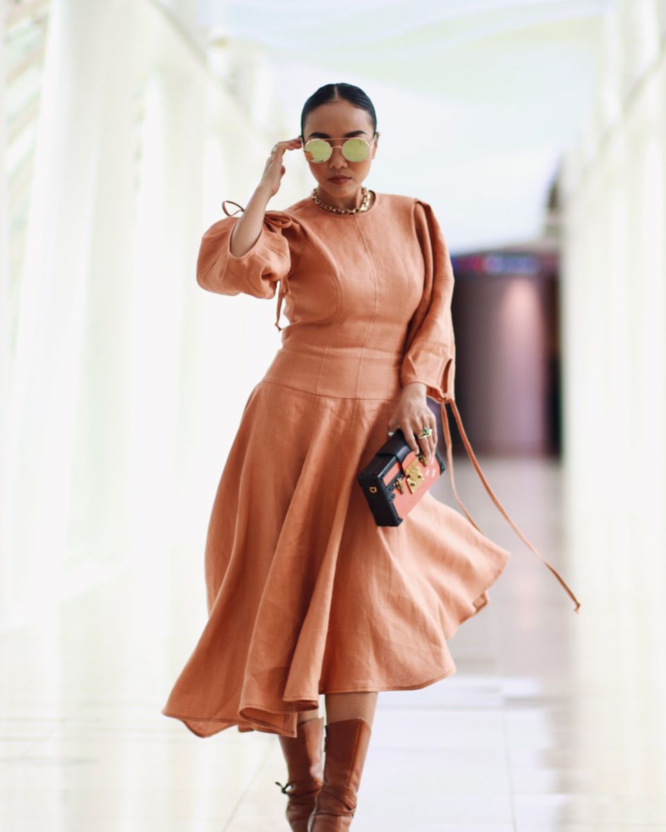 Đầm Linen Cam Đất Chocolate Fall In Love