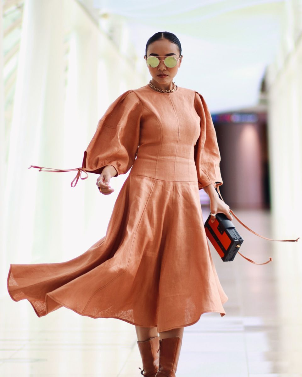 Đầm Linen Cam Đất Chocolate Fall In Love