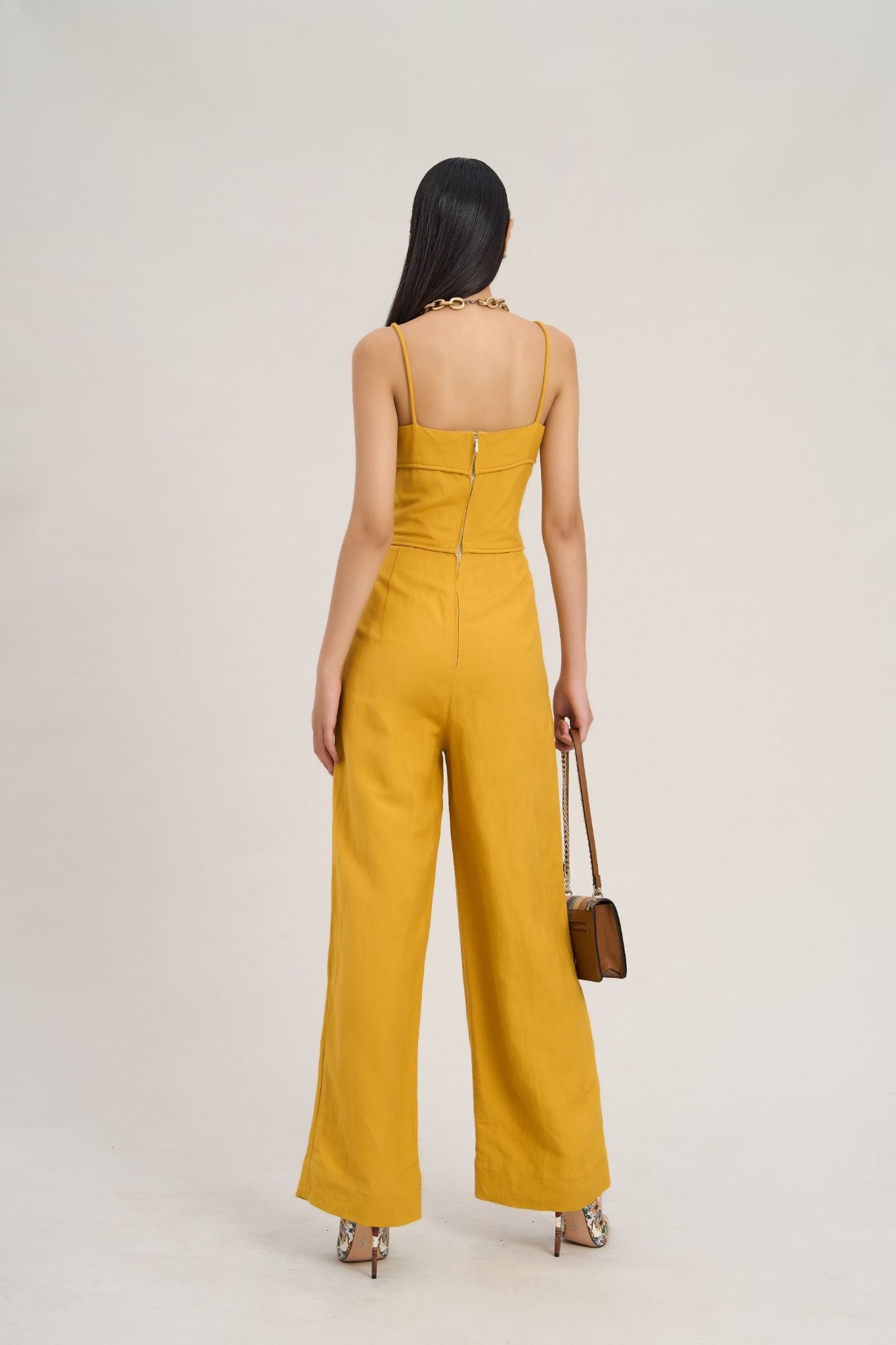 Jumpsuit Linen Nữ Vàng