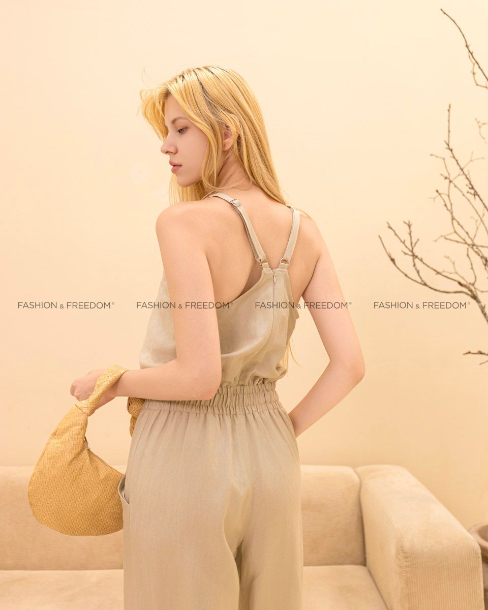 Jumpsuit Linen Nữ Xám