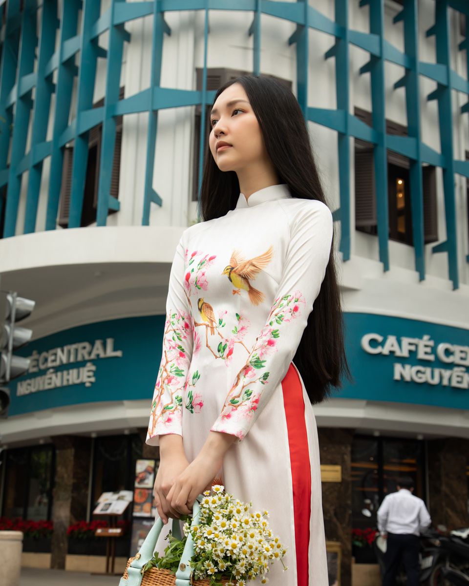 Áo Dài Lụa Trắng Gems Of VietNam