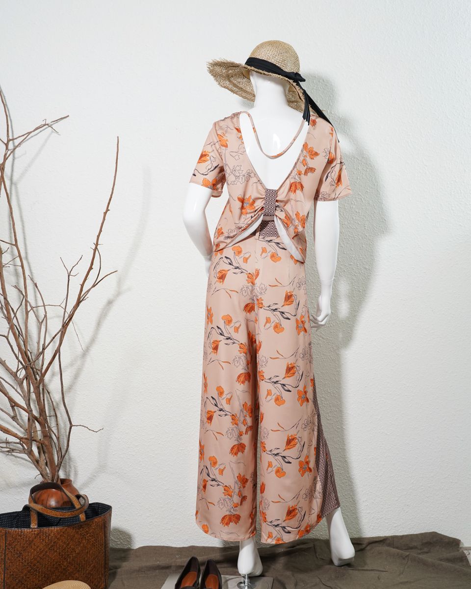 Quần Lụa Vàng Floral