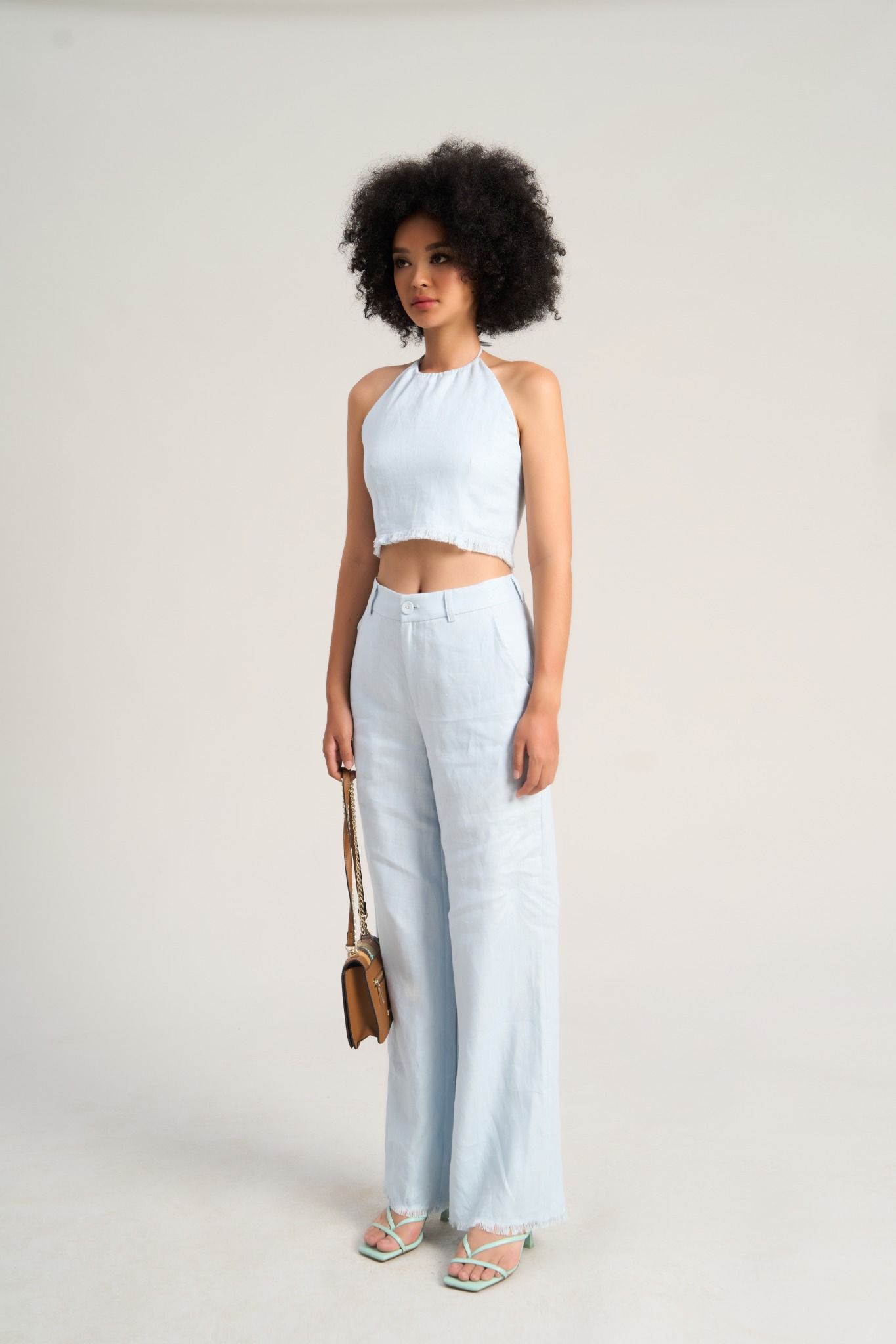 Quần Nữ Linen Xanh Thiên Thanh Sắc Màu Tự Do