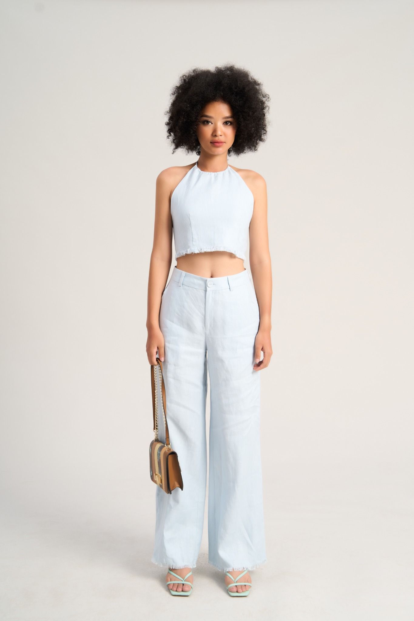 Quần Nữ Linen Xanh Thiên Thanh Sắc Màu Tự Do