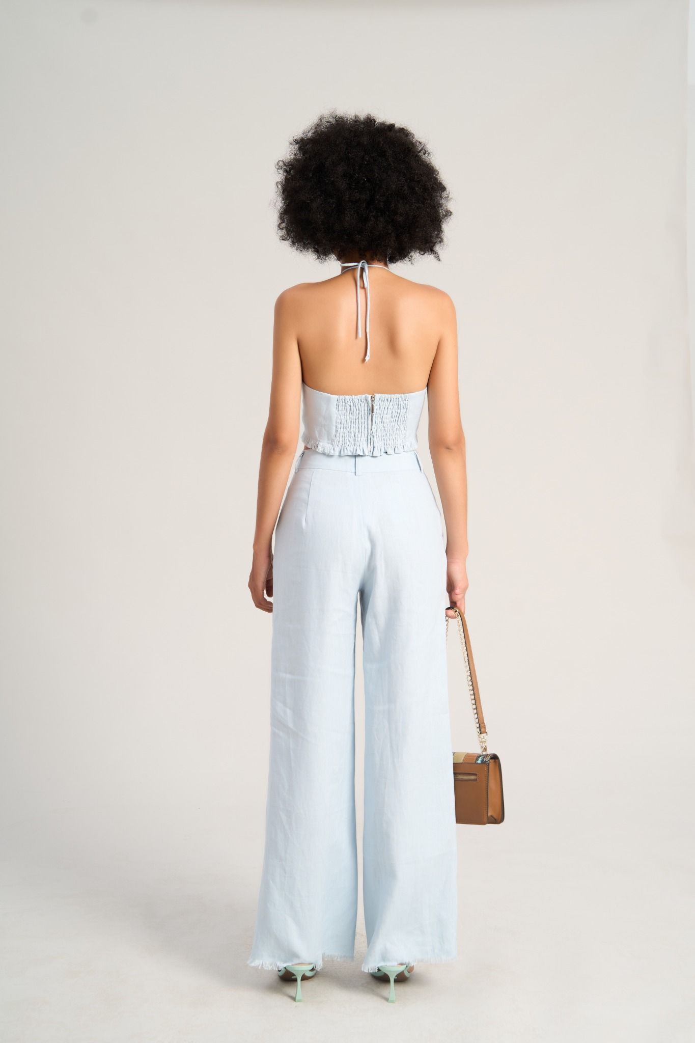 Quần Nữ Linen Xanh Thiên Thanh Sắc Màu Tự Do
