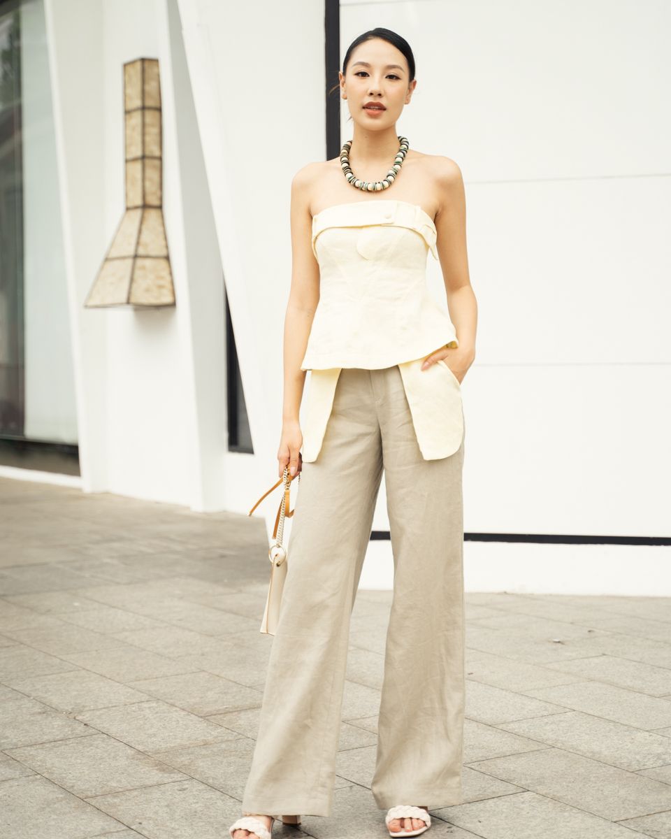 Áo Kiểu Nữ Linen Vàng Nhạt Sắc Màu Tự Do