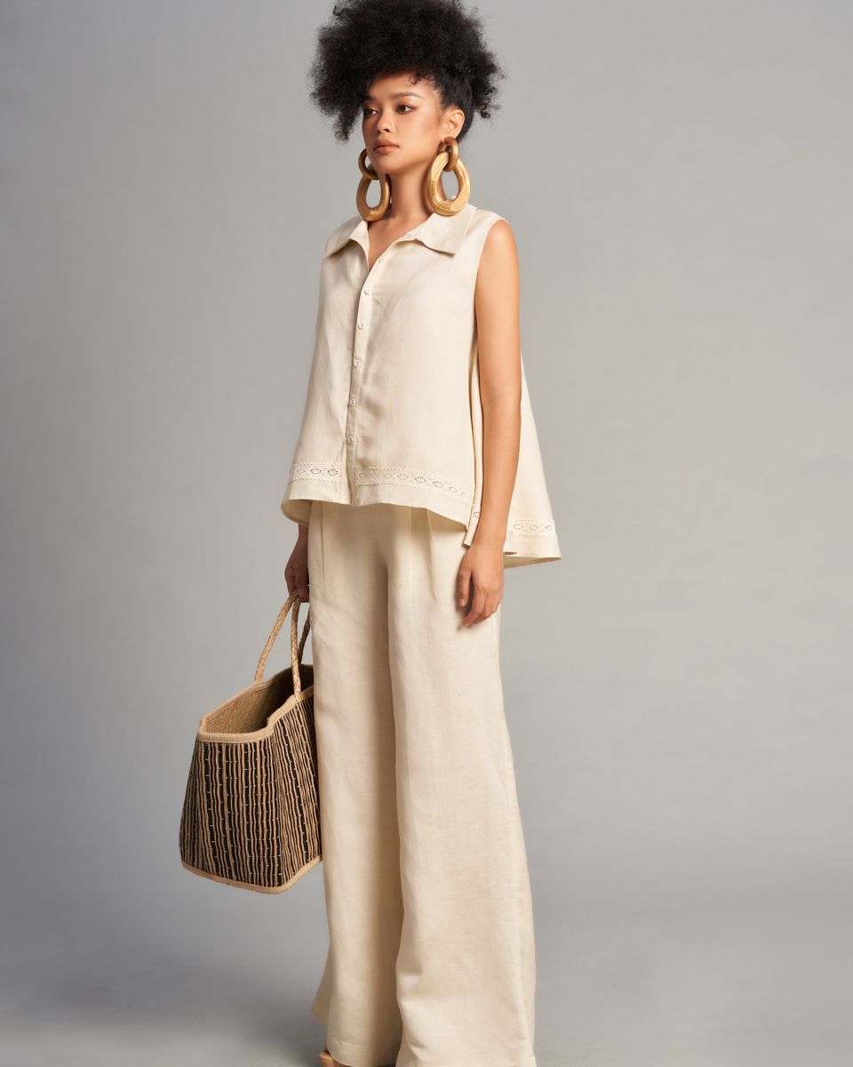 Quần Dài Linen Nữ Kem Sắc Màu Tự Do