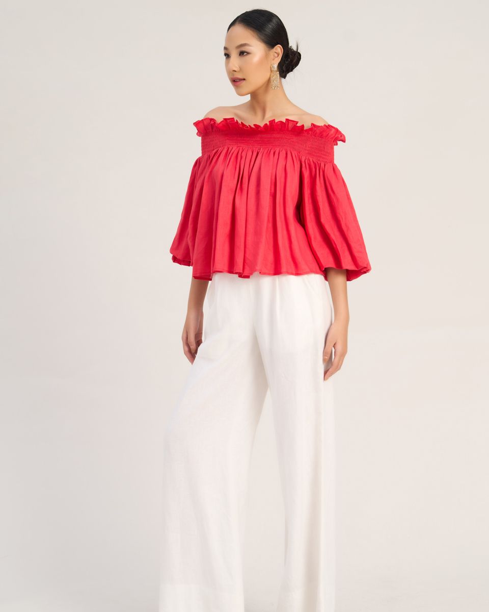 Áo Kiểu Nữ Linen Đỏ Hồng The Art Of Styling