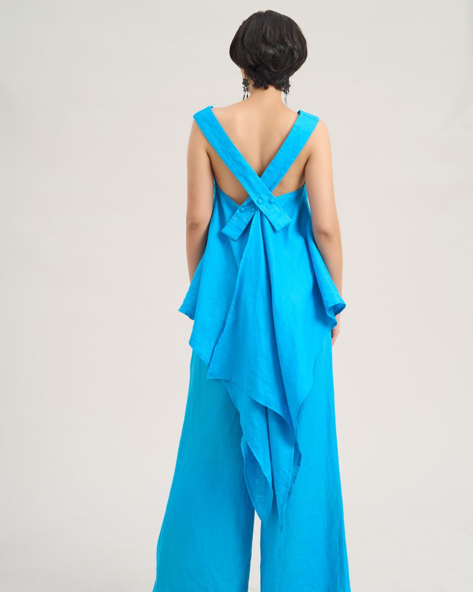 Áo Kiểu Nữ Linen Xanh Biển The Girl In Vogue