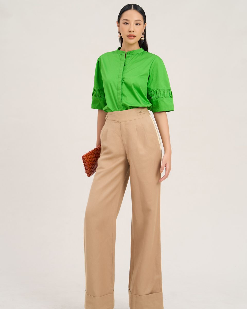 Quần Dài Linen Nữ Nâu Sắc Màu Tự Do