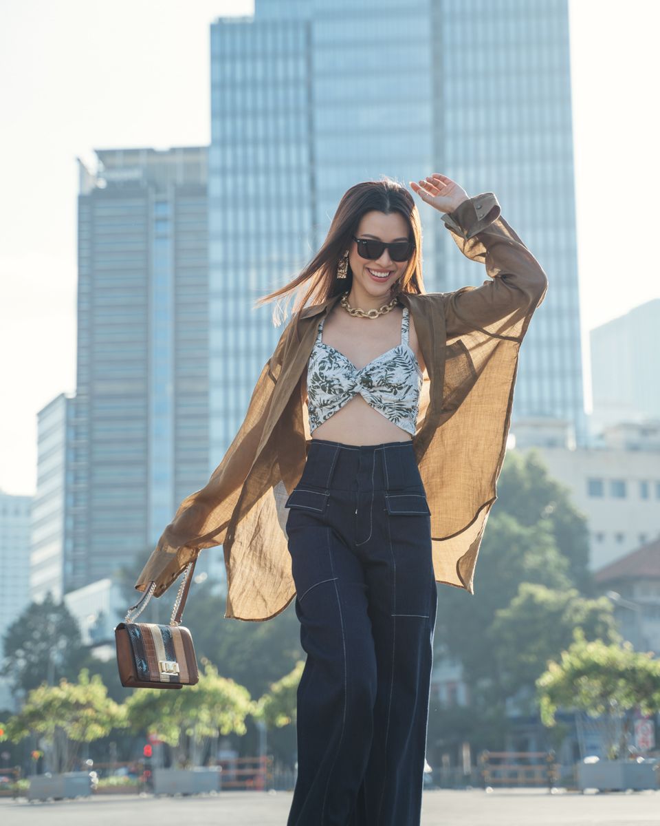 Áo Bra Linen Nữ Kem Lá Cọ City Girl