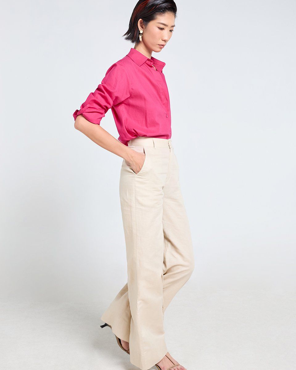 Quần Dài Linen Nữ Kem Tender Drit