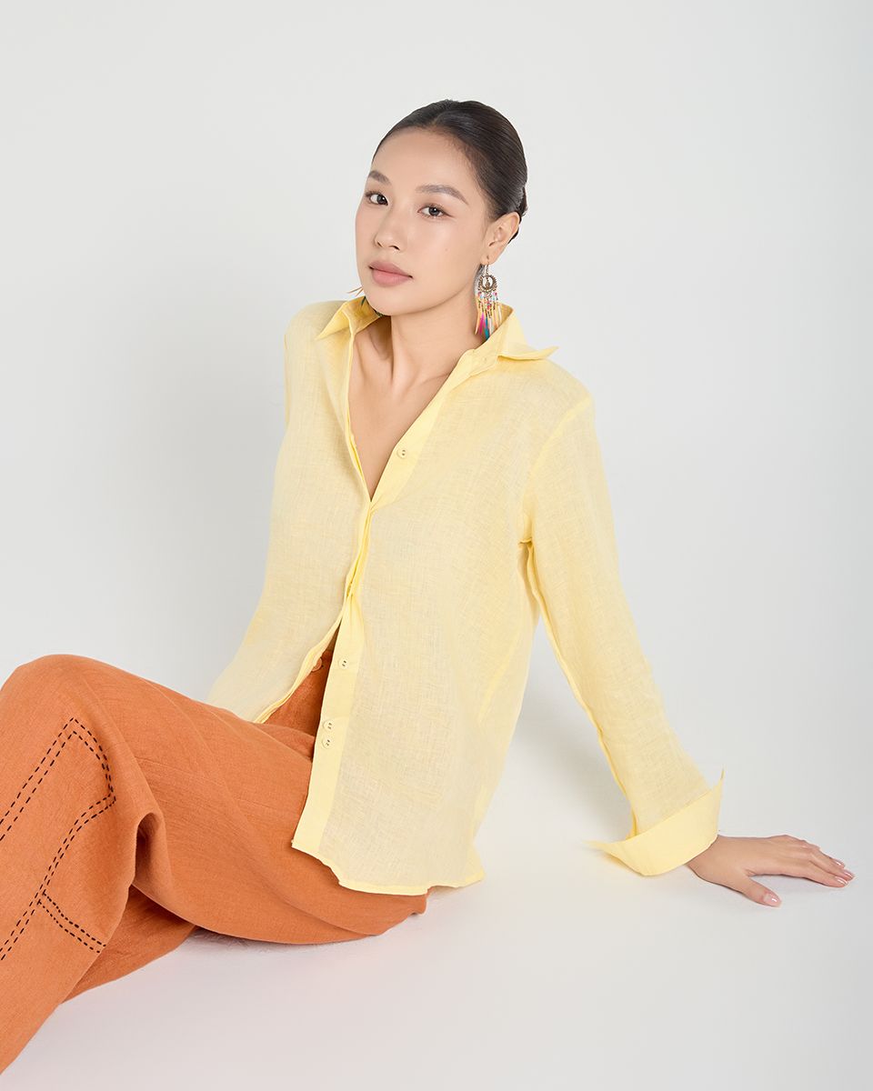 Quần Dài Linen Cam Ngói A Touch Of Effortless Elegance