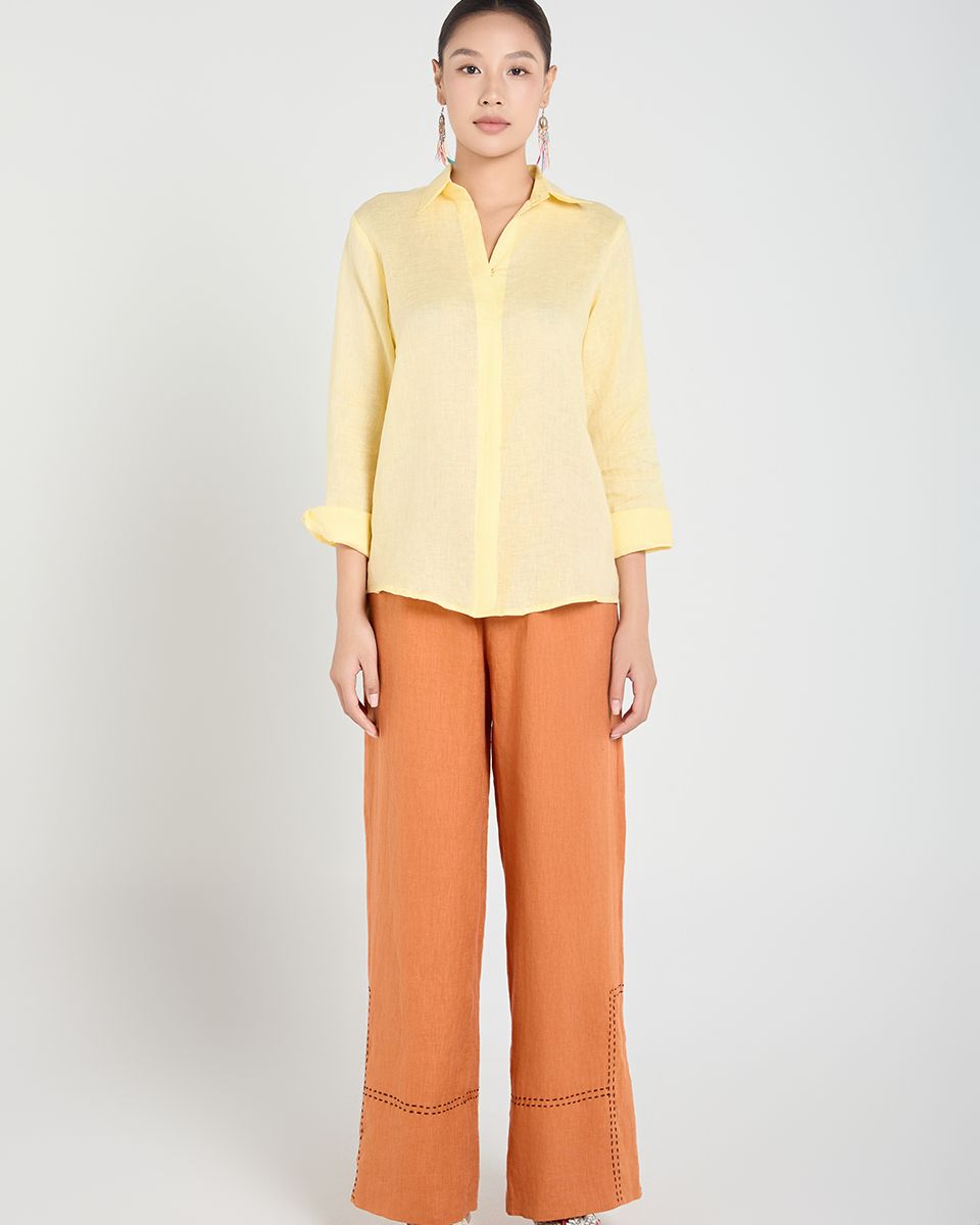 Quần Dài Linen Cam Ngói A Touch Of Effortless Elegance