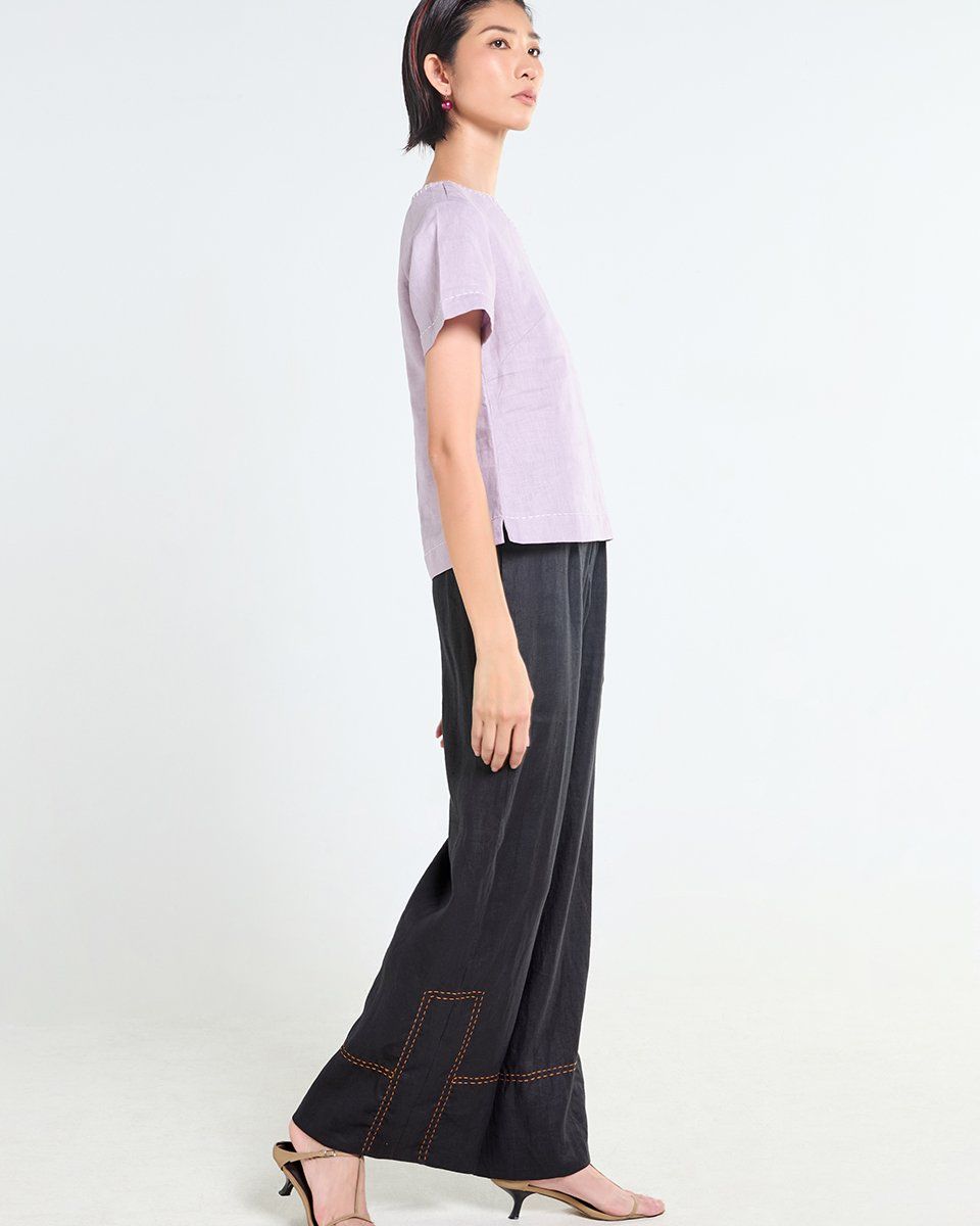 Quần Dài Linen Nữ Đen Tender Drit