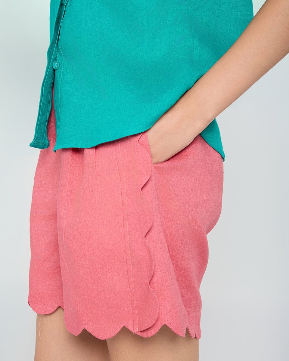 Quần Short Linen Nữ Hồng A Touch Of Effortless Elegance