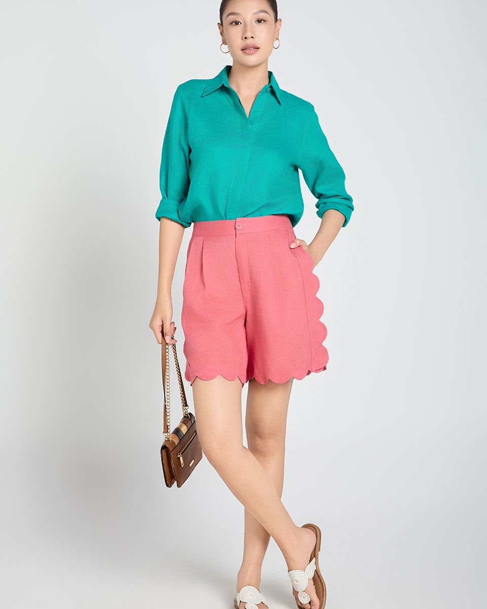 Quần Short Linen Nữ Hồng A Touch Of Effortless Elegance