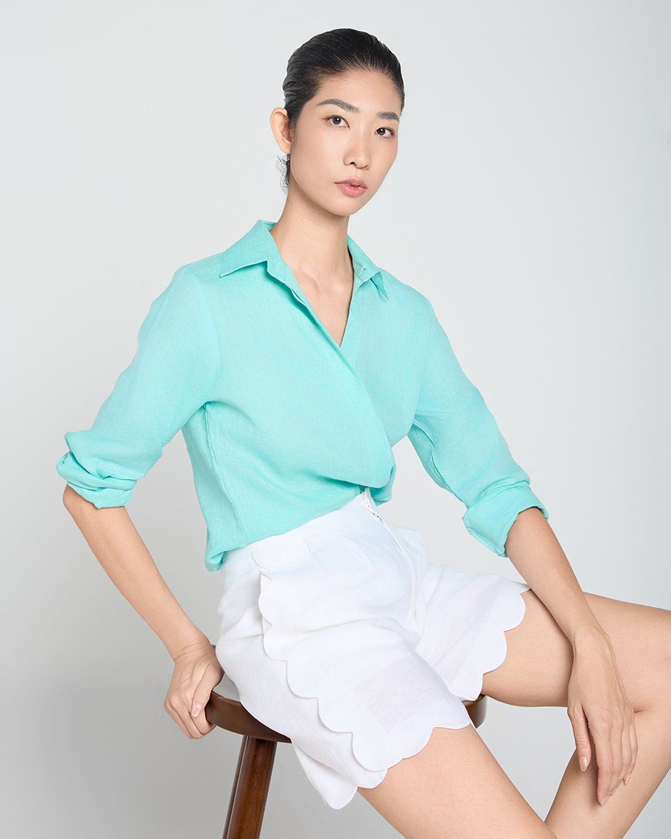 Áo Sơ Mi Linen Xanh A Touch Of Effortless Elegance