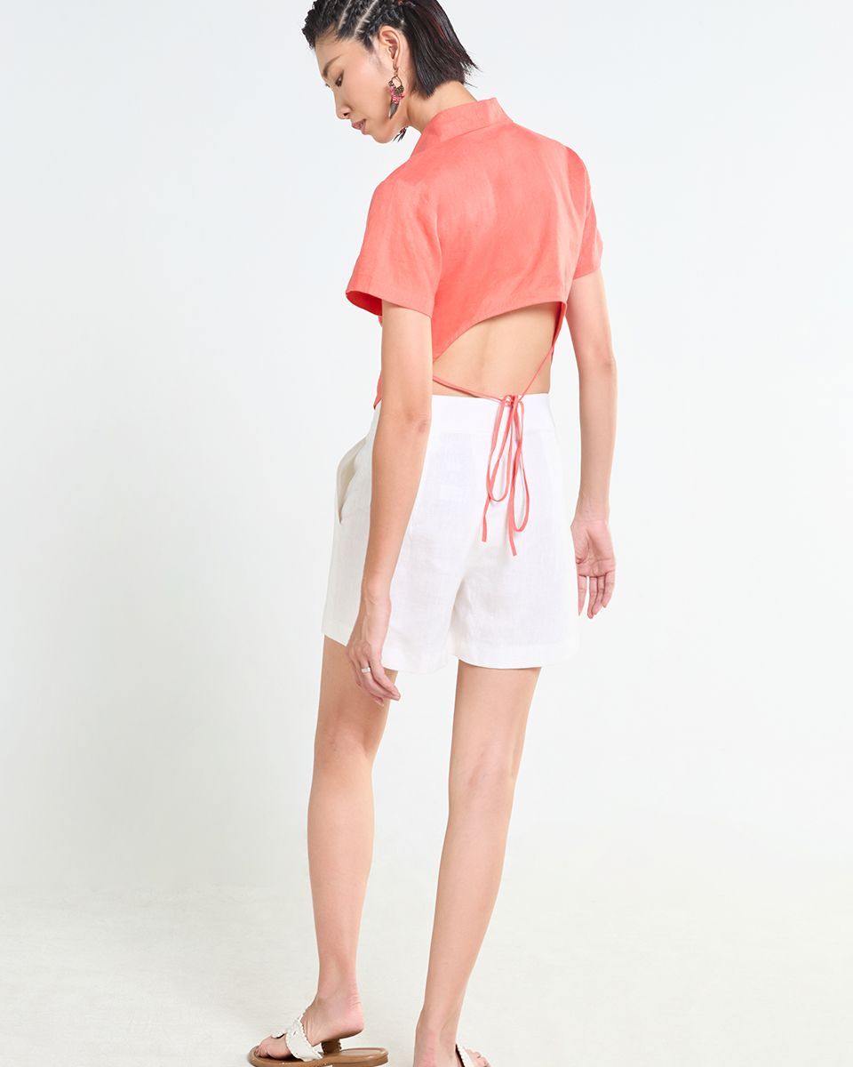 Quần Short Linen Trắng Tender Drit