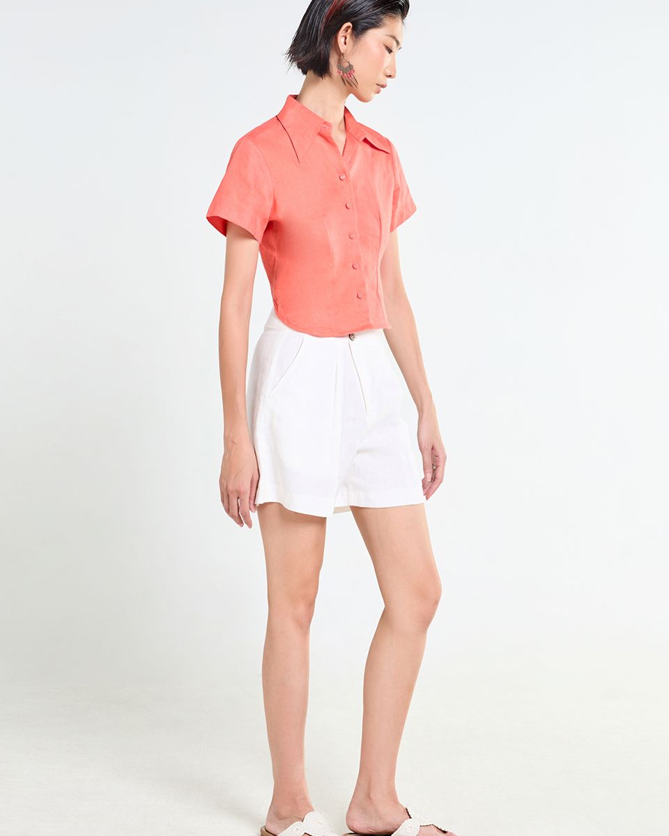 Quần Short Linen Trắng Tender Drit