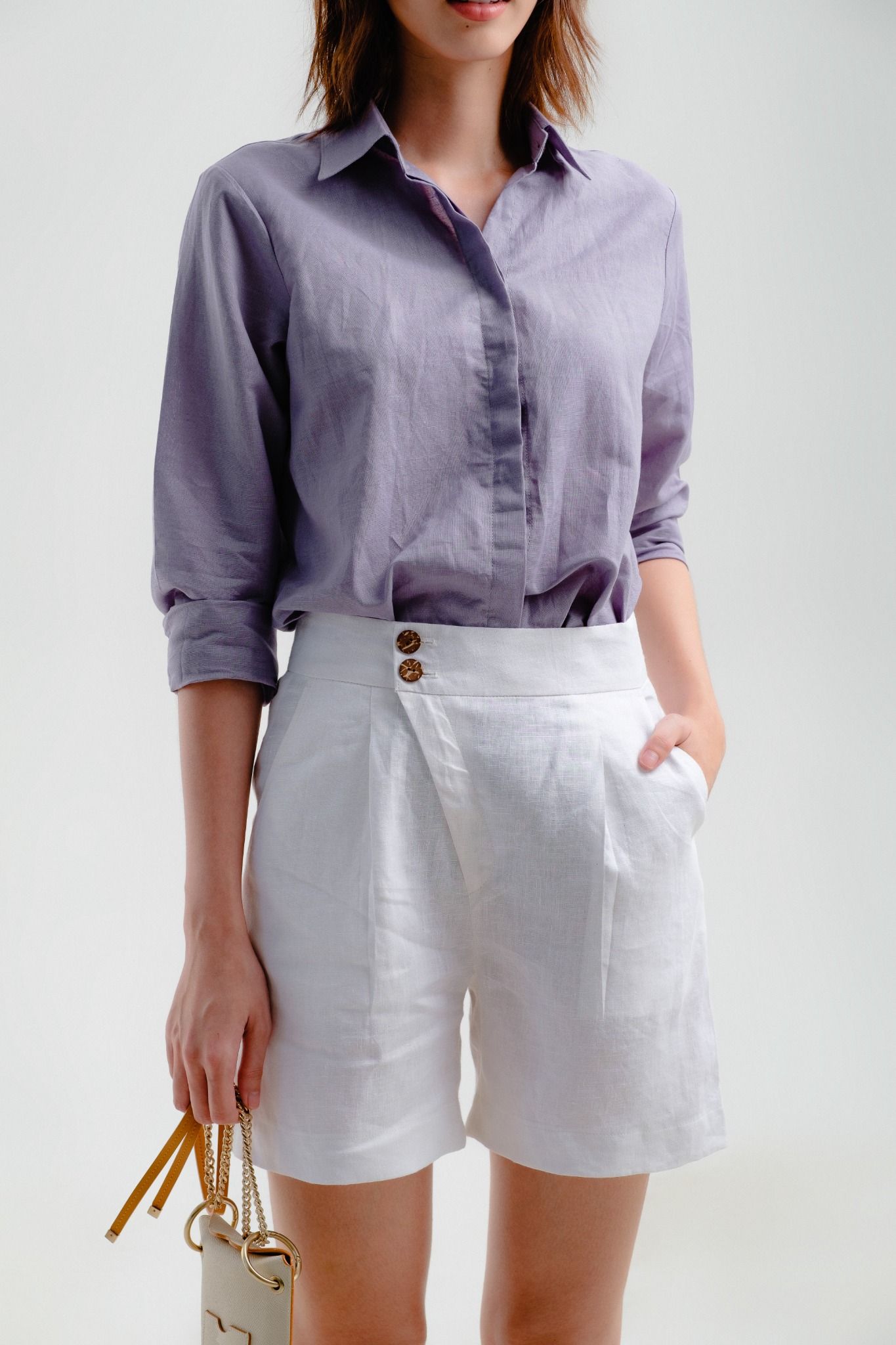 Quần Short Linen Trắng Tender Drit