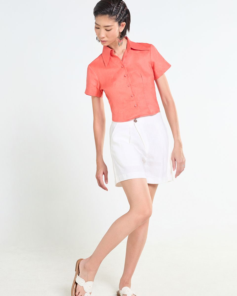 Quần Short Linen Trắng Tender Drit