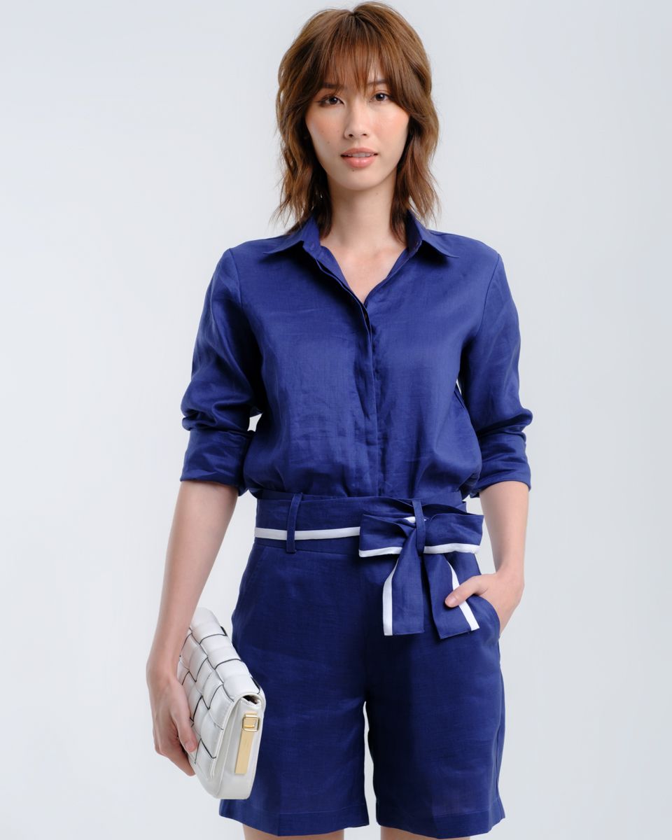 Áo Sơ Mi Linen Xanh Đen
