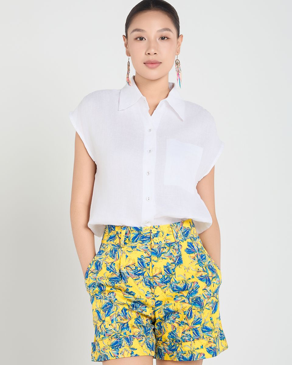 Quần Short Kaki Nữ Vàng Xanh A Touch Of Effortless Elegance