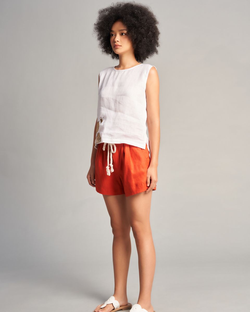 Quần Short Linen Cam Sắc Màu Tự Do