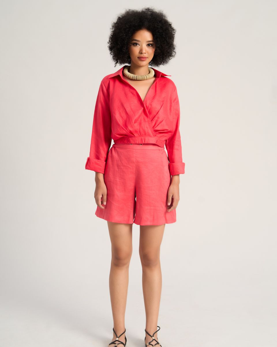 Quần Short Linen Đỏ Hồng Sắc Màu Tự Do